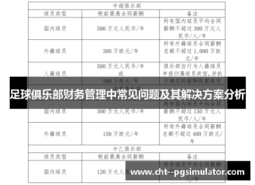 足球俱乐部财务管理中常见问题及其解决方案分析